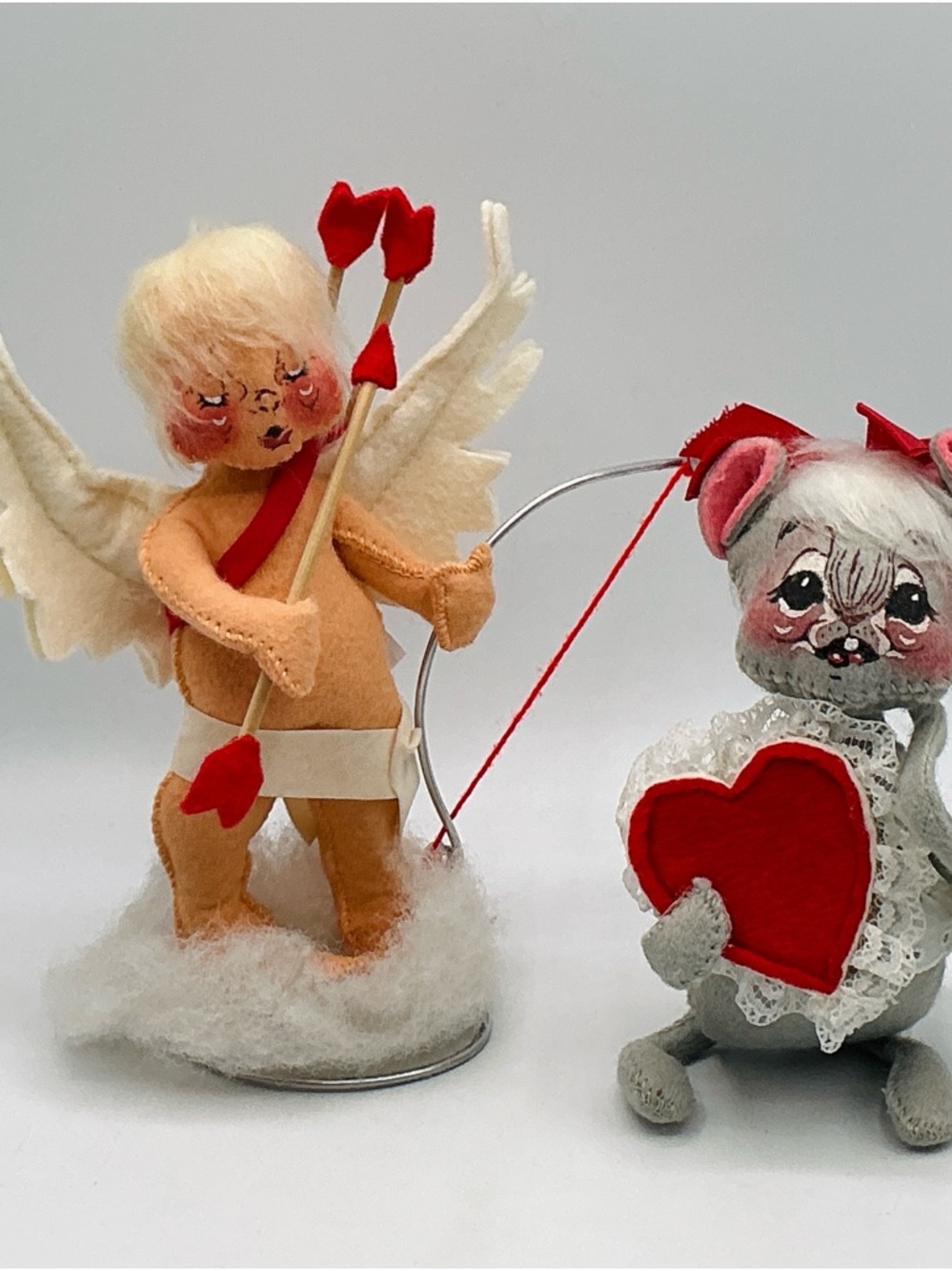 VINTAGE Annalee Doll Lot Cupid Cherub Angel & Mouse Valentine’s Day Decor Felt